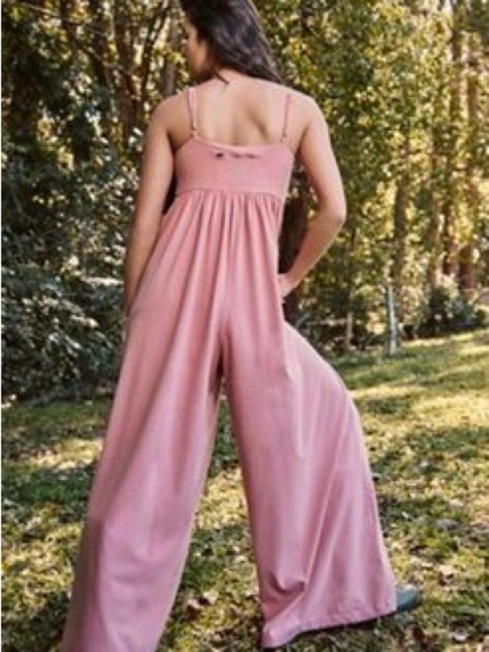 Free People Hot Shot Strappy Onesie Wide-Leg Jumpsuit size large